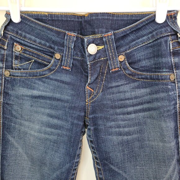 True Religion Skinny Jeans Dark Wash Horseshoe Stitch Pocket Women's Size 25 - Picture 3 of 11